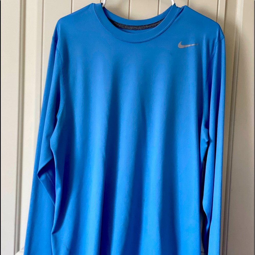 Men's Light Blue Nike Long Sleeve Dri-Fit shirt